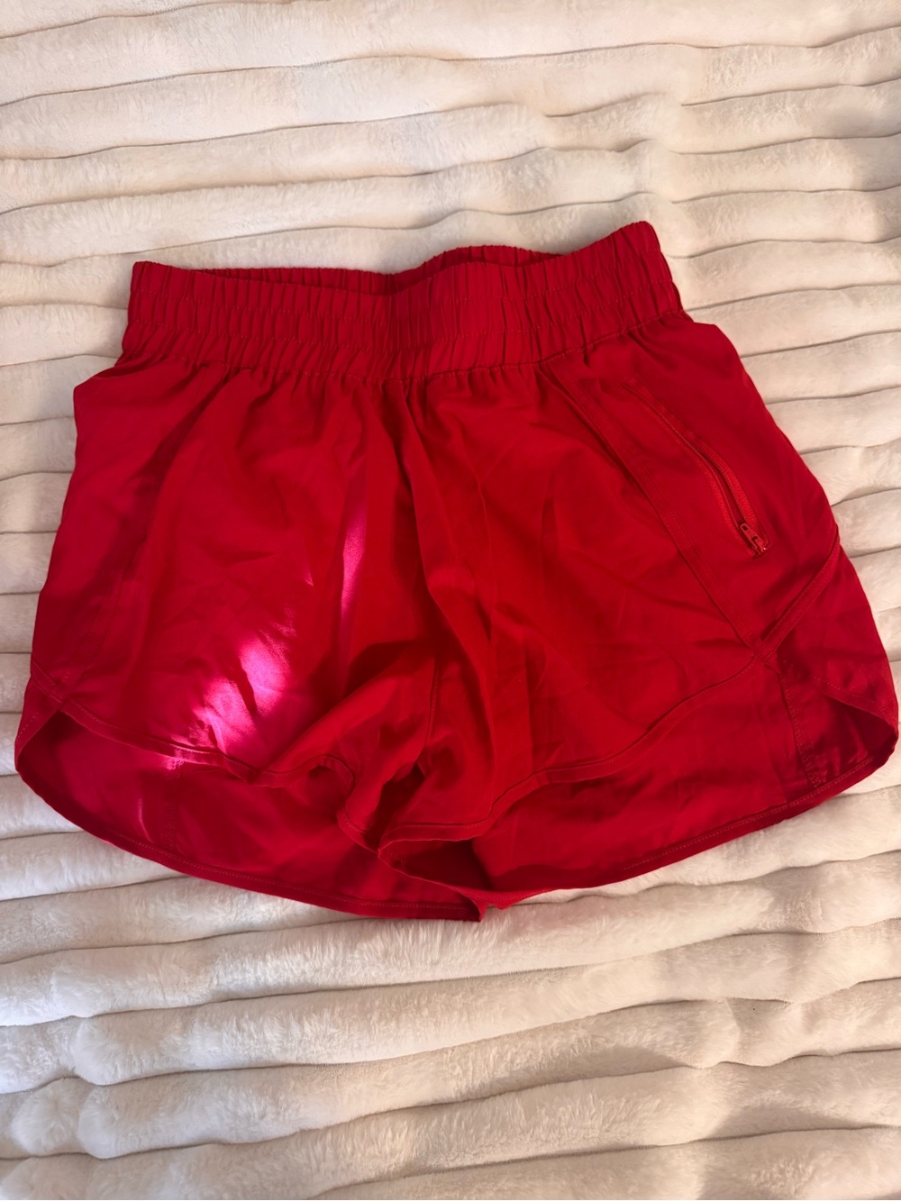 Amazon Women’s Red Athletic Shorts with Zipper Pocket